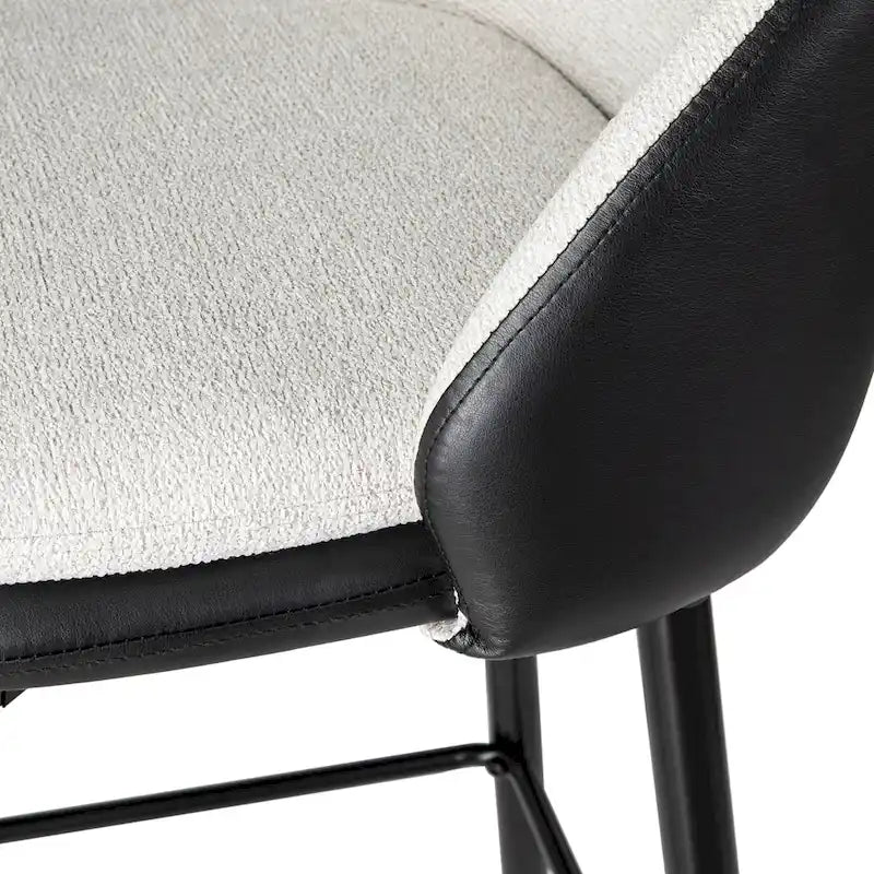 Mid-Century Swivel Bar Stools with Faux Leather & Chenille Cushion