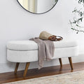 Upholstered Storage Bench with Solid Wood Legs