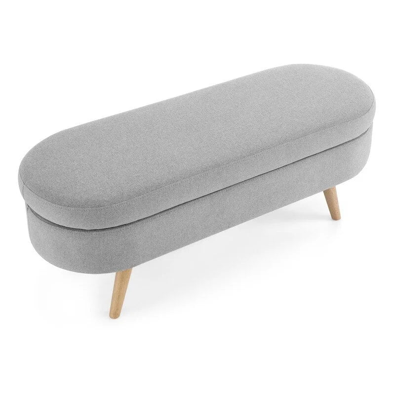 Upholstered Storage Bench with Solid Wood Legs