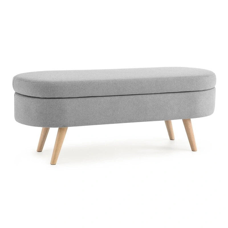 Upholstered Storage Bench with Solid Wood Legs
