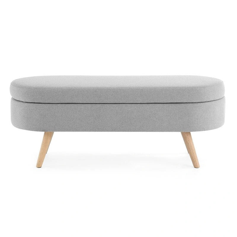 Upholstered Storage Bench with Solid Wood Legs