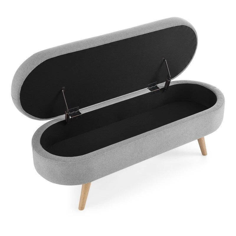 Upholstered Storage Bench with Solid Wood Legs