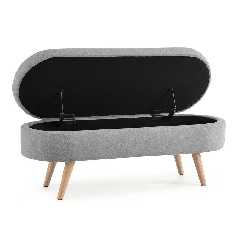 Upholstered Storage Bench with Solid Wood Legs