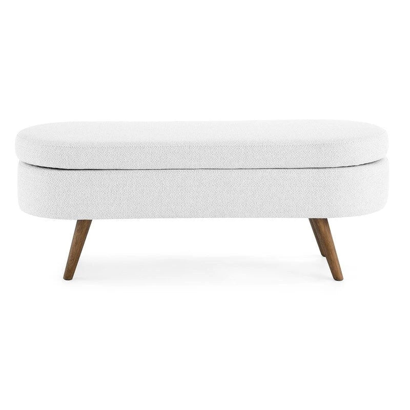 Upholstered Storage Bench with Solid Wood Legs