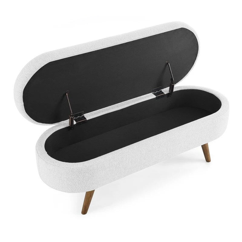 Upholstered Storage Bench with Solid Wood Legs