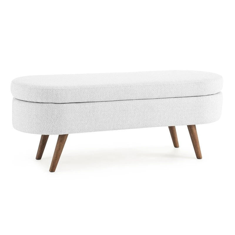 Upholstered Storage Bench with Solid Wood Legs