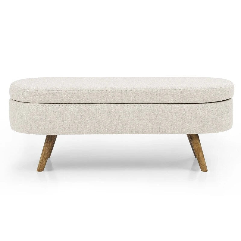 Upholstered Storage Bench with Solid Wood Legs