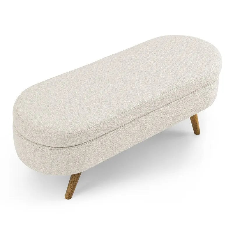 Upholstered Storage Bench with Solid Wood Legs