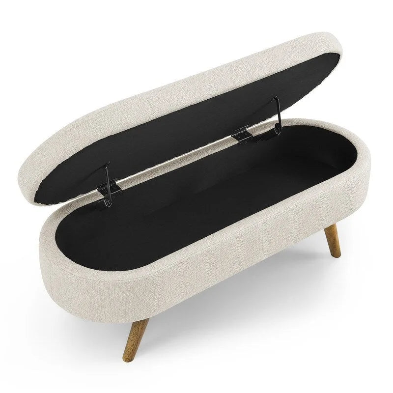 Upholstered Storage Bench with Solid Wood Legs
