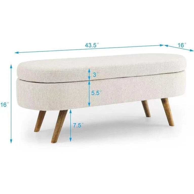 Upholstered Storage Bench with Solid Wood Legs