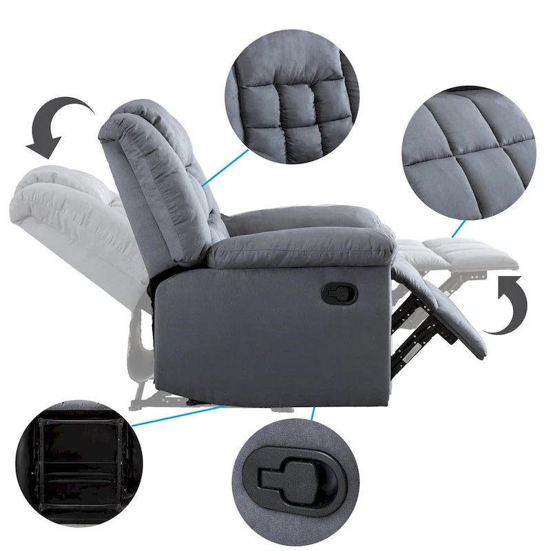 Classic Padded Manual Rocker Recliner Chair