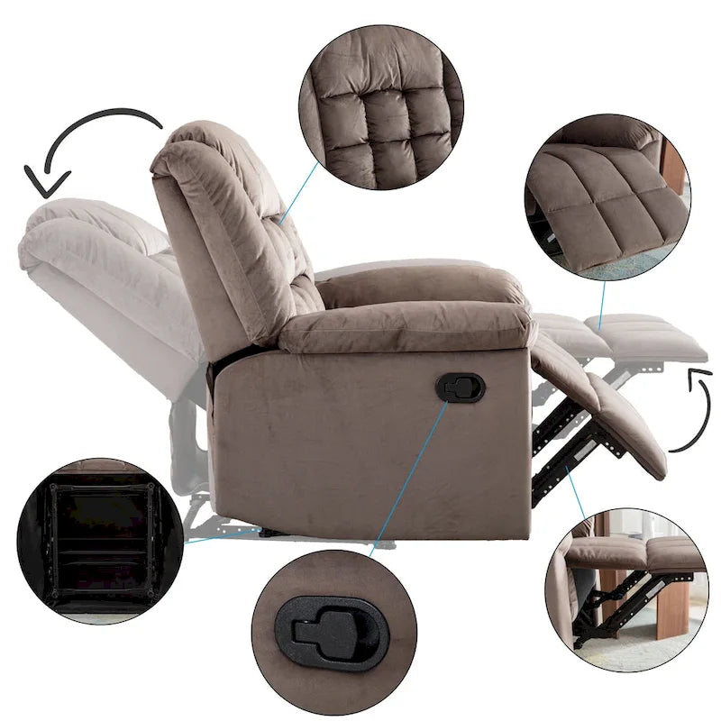Classic Padded Manual Rocker Recliner Chair