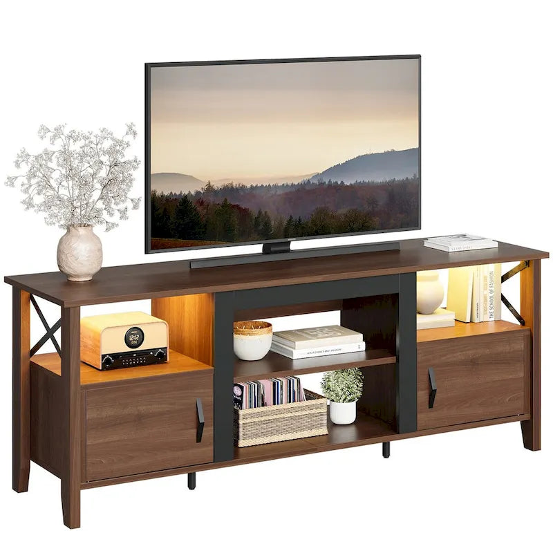 63" Farmhouse TV Stand with RGB LED Lights