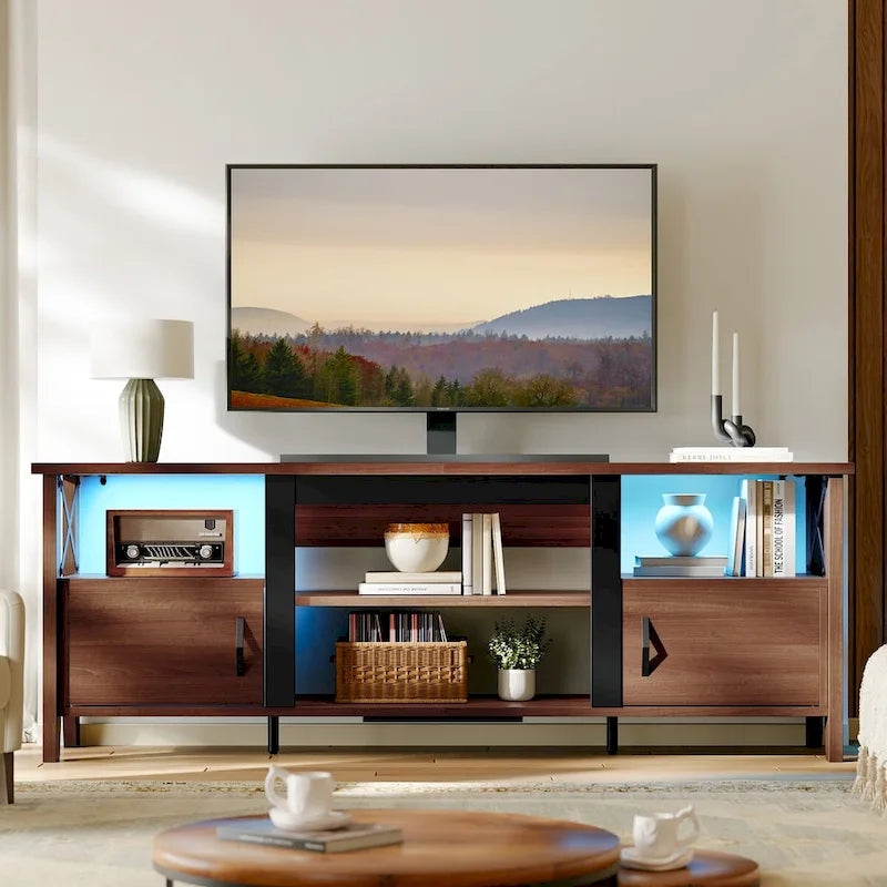 63" Farmhouse TV Stand with RGB LED Lights