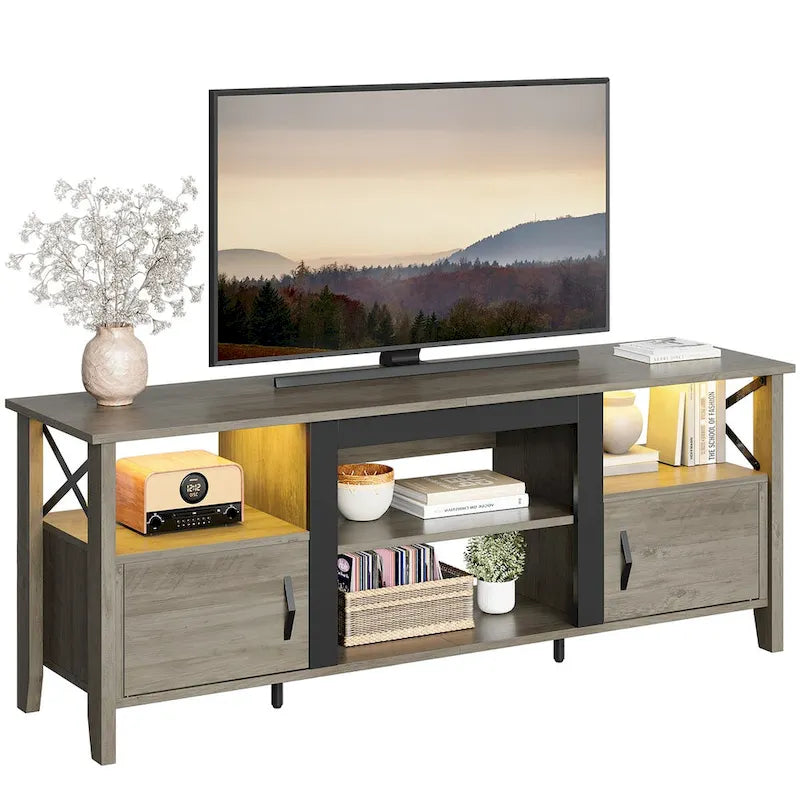 63" Farmhouse TV Stand with RGB LED Lights
