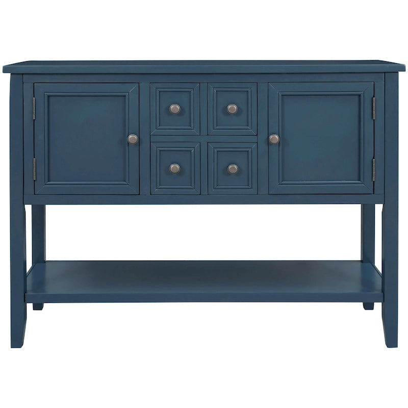 Solid Acacia Wood Buffet Sideboard with 4 Drawers, 2 Cabinets & Bottom Shelf
