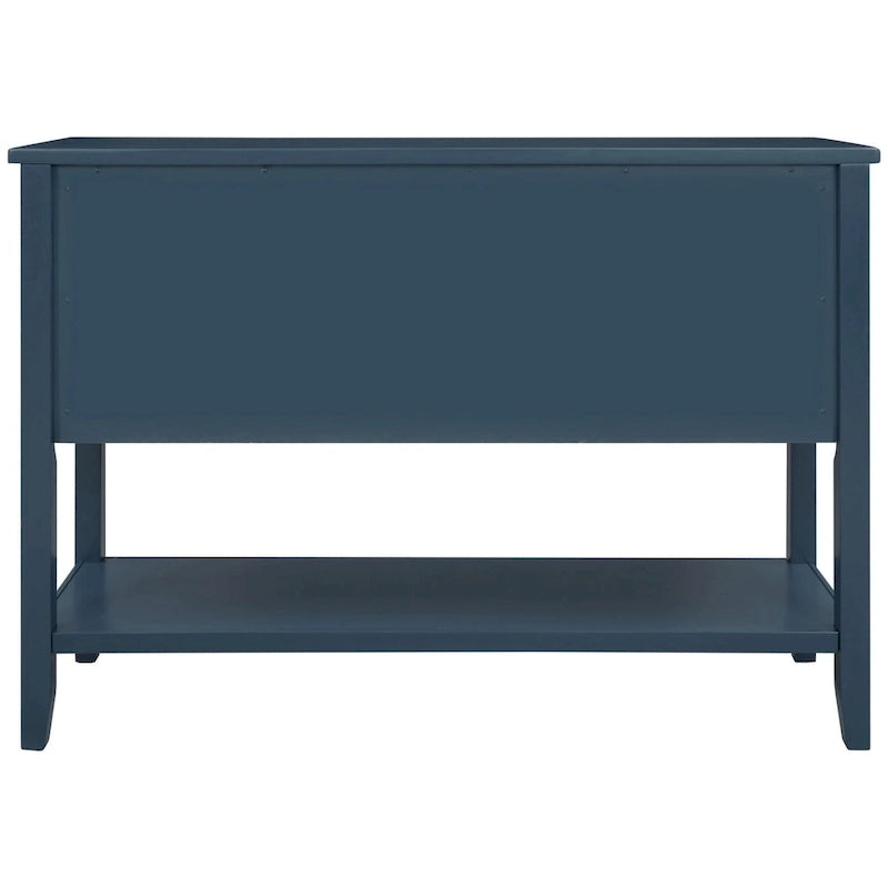 Solid Acacia Wood Buffet Sideboard with 4 Drawers, 2 Cabinets & Bottom Shelf