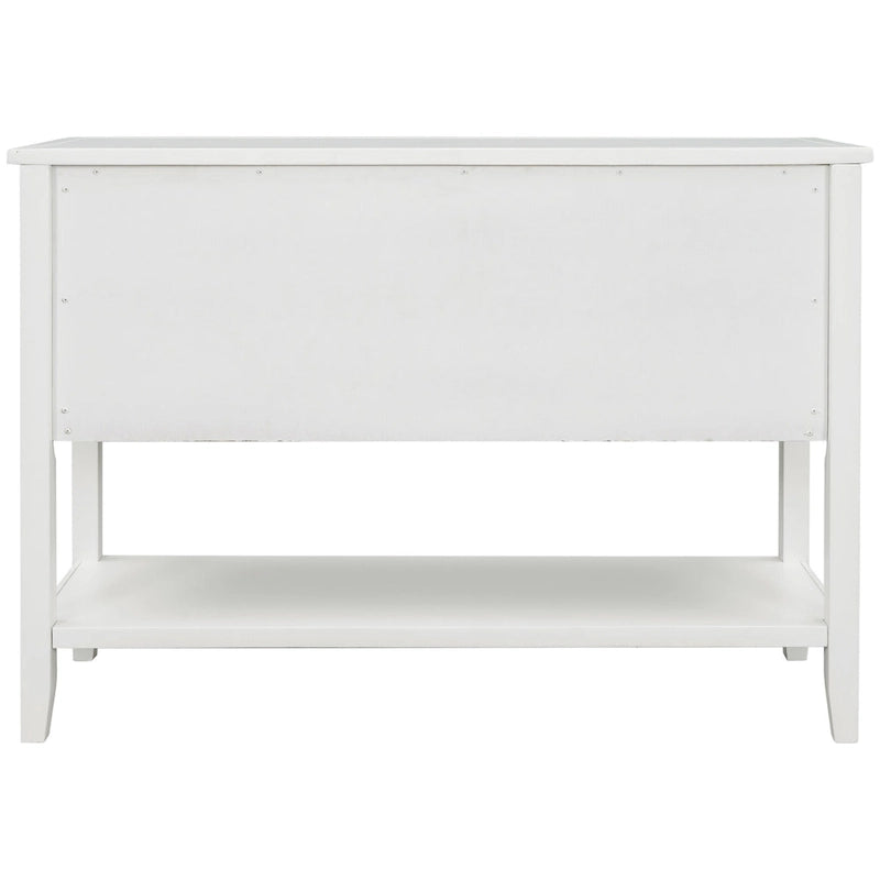 Solid Acacia Wood Buffet Sideboard with 4 Drawers, 2 Cabinets & Bottom Shelf