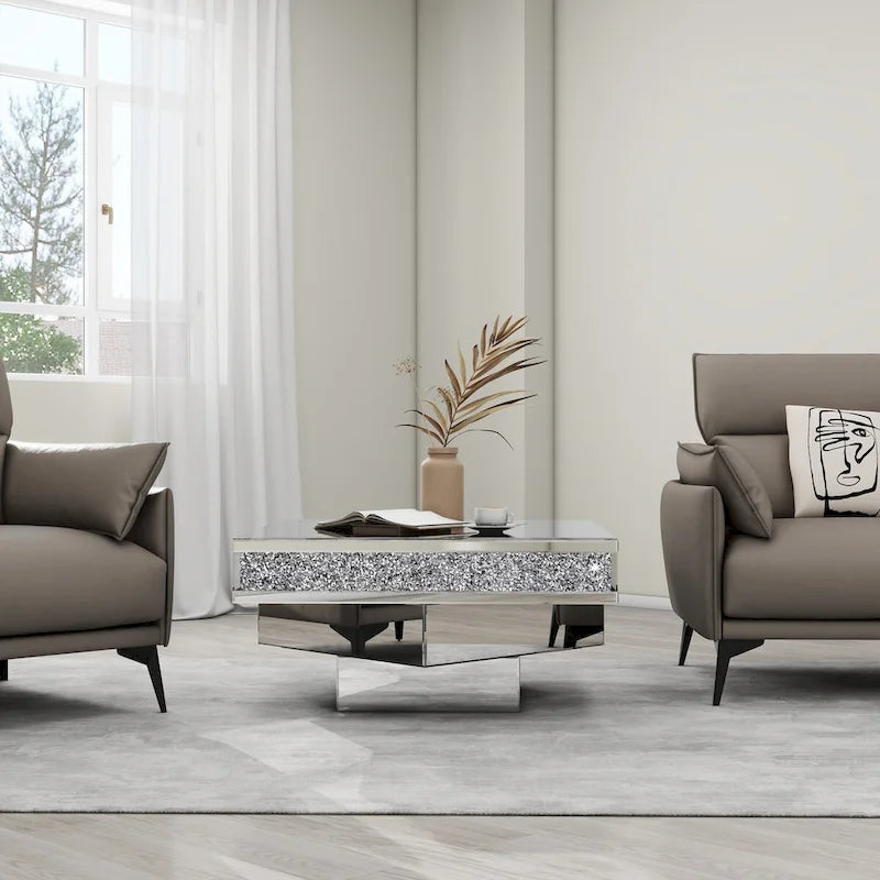 Diamond Mirror Triple Coffee Table