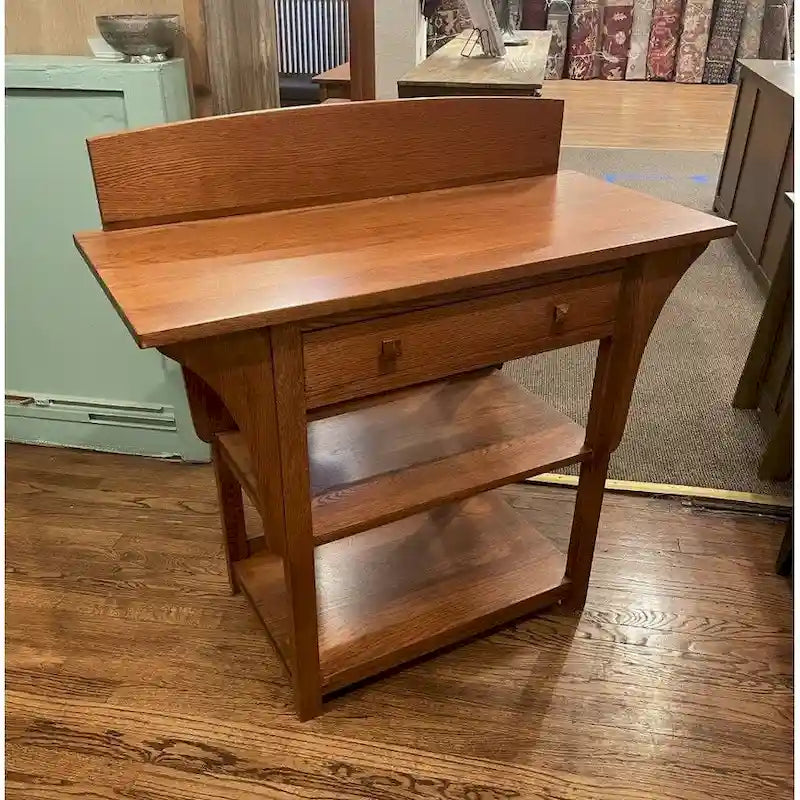 Mission Solid Oak Sideboard with 2 Drawers & Open Shelves