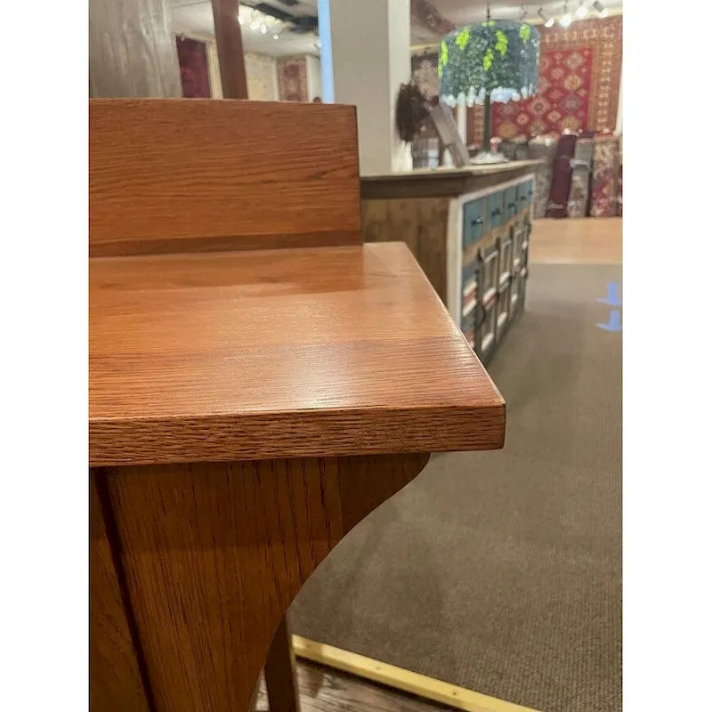 Mission Solid Oak Sideboard with 2 Drawers & Open Shelves