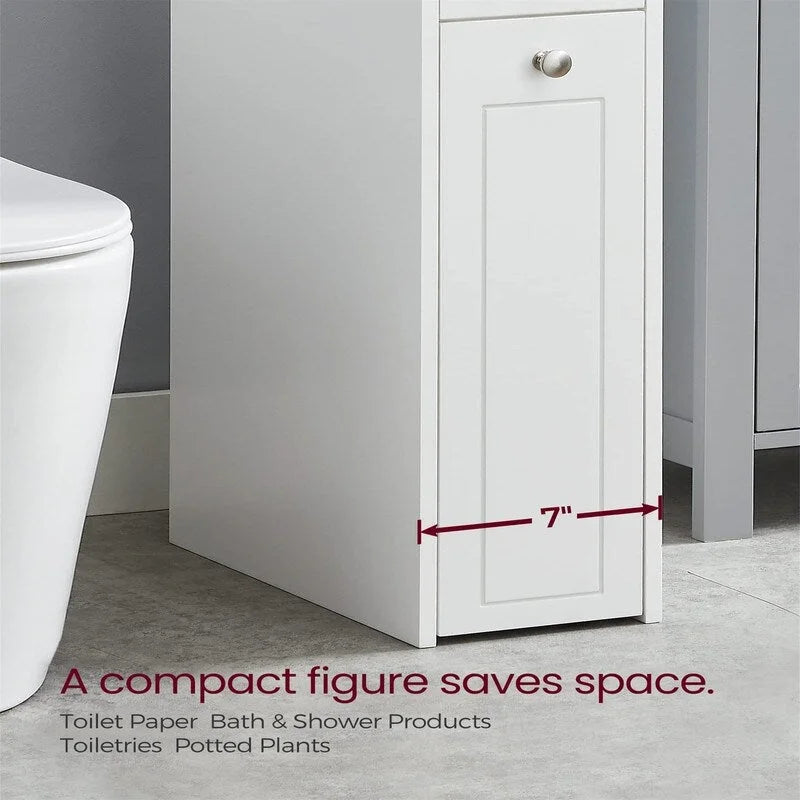 Slim Bathroom Storage Cabinet with Rolling Drawers