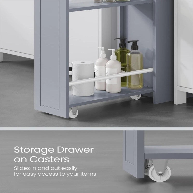Slim Bathroom Storage Cabinet with Rolling Drawers