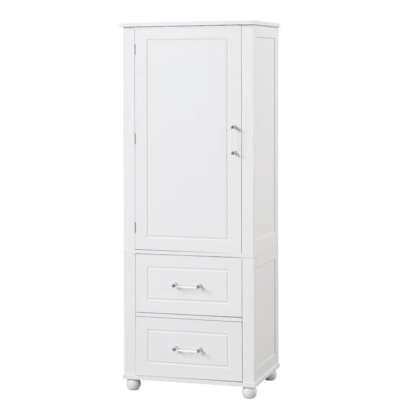 Tall Freestanding Bathroom Storage Cabinet with 2 Drawers & Adjustable Shelf