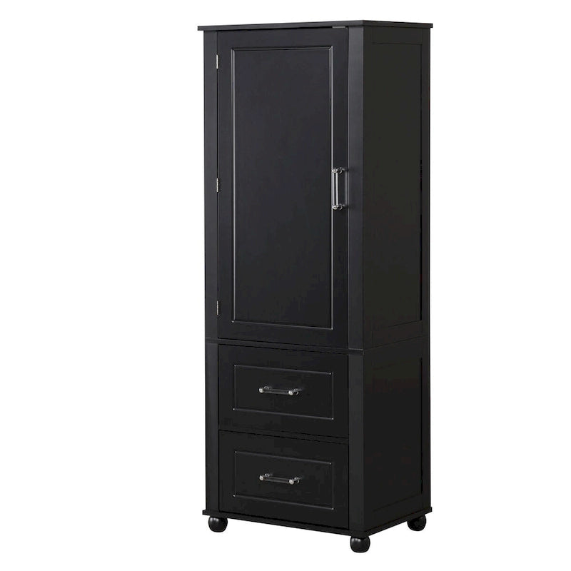 Tall Freestanding Bathroom Storage Cabinet with 2 Drawers & Adjustable Shelf
