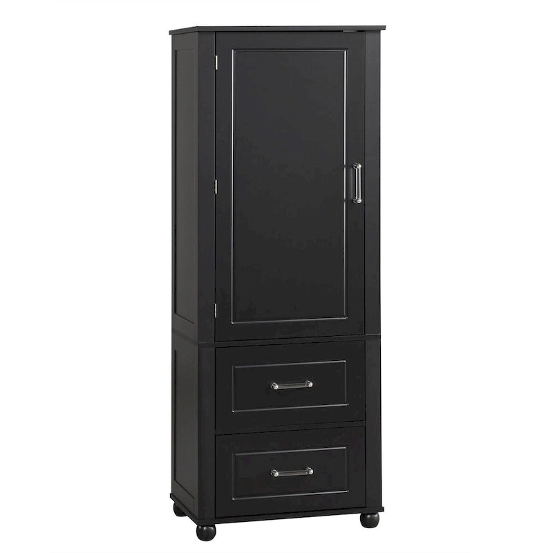 Tall Freestanding Bathroom Storage Cabinet with 2 Drawers & Adjustable Shelf