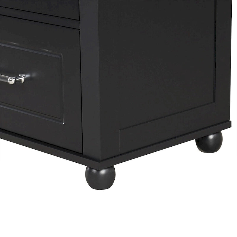 Tall Freestanding Bathroom Storage Cabinet with 2 Drawers & Adjustable Shelf