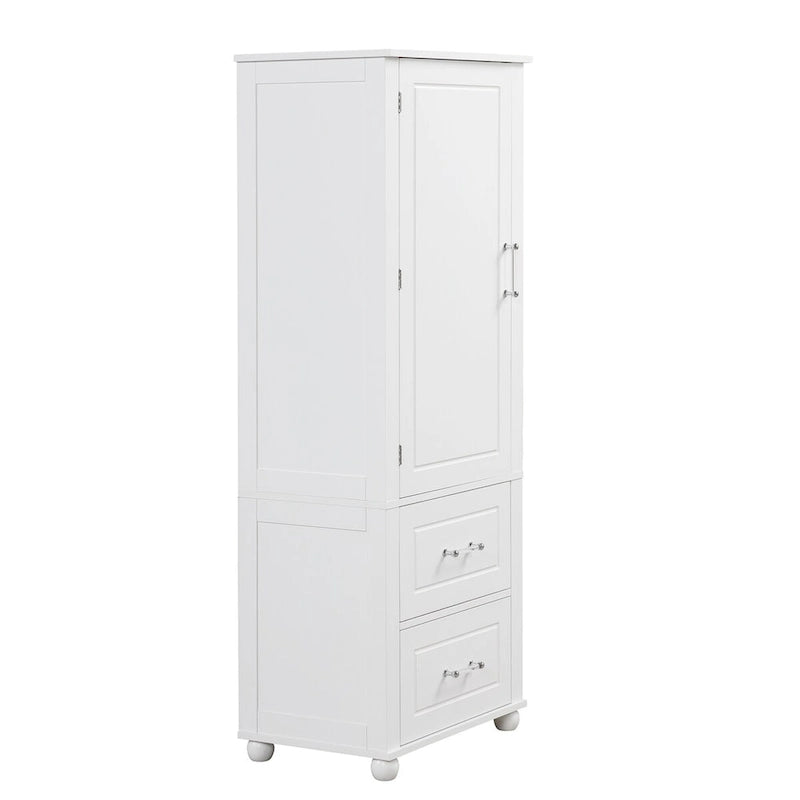 Tall Freestanding Bathroom Storage Cabinet with 2 Drawers & Adjustable Shelf