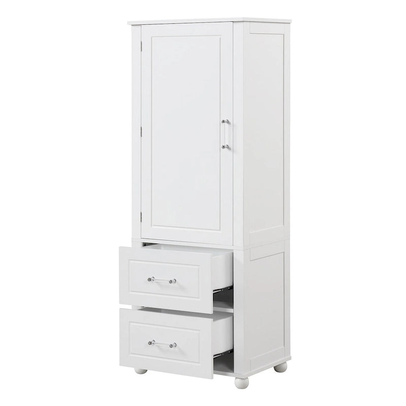 Tall Freestanding Bathroom Storage Cabinet with 2 Drawers & Adjustable Shelf