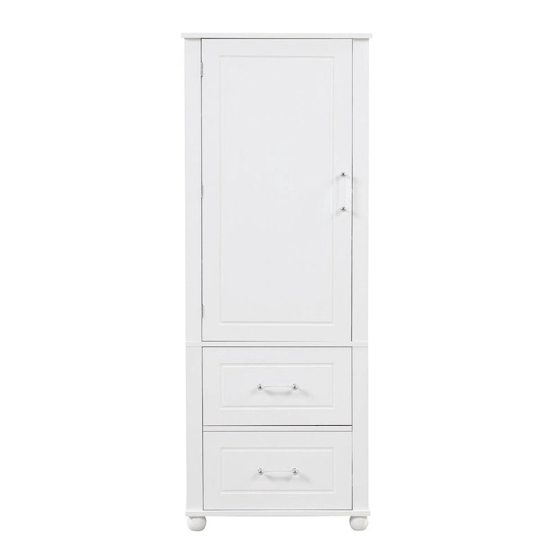 Tall Freestanding Bathroom Storage Cabinet with 2 Drawers & Adjustable Shelf