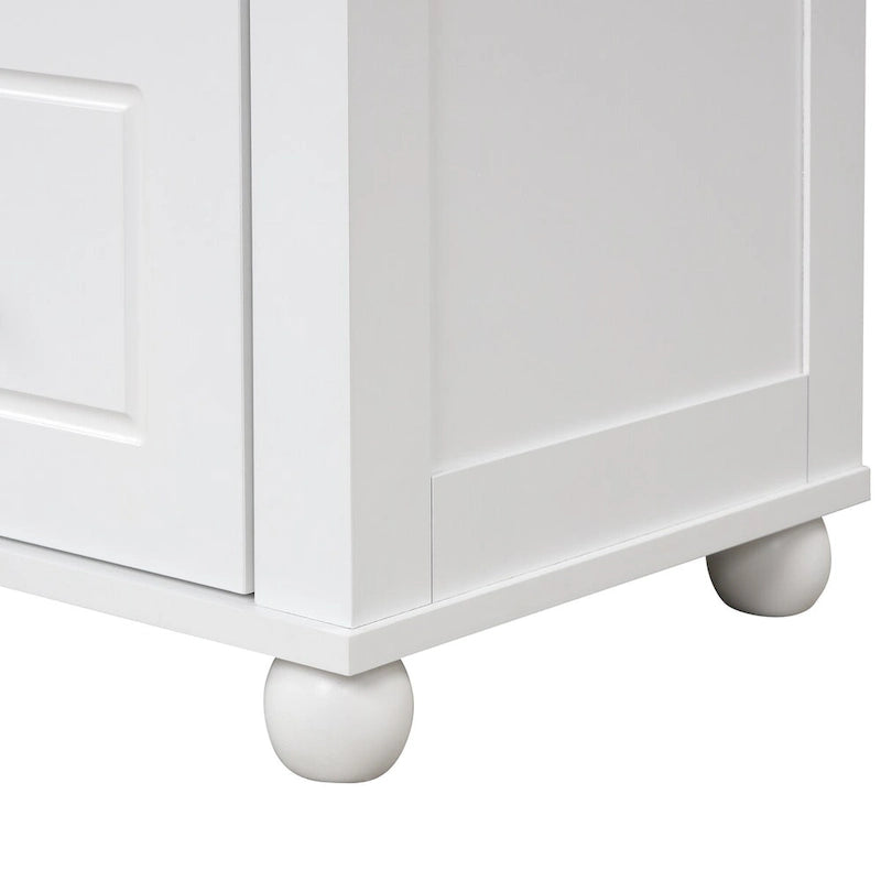 Tall Freestanding Bathroom Storage Cabinet with 2 Drawers & Adjustable Shelf