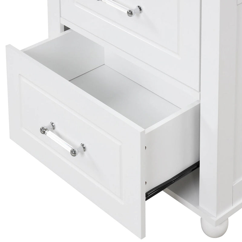 Tall Freestanding Bathroom Storage Cabinet with 2 Drawers & Adjustable Shelf