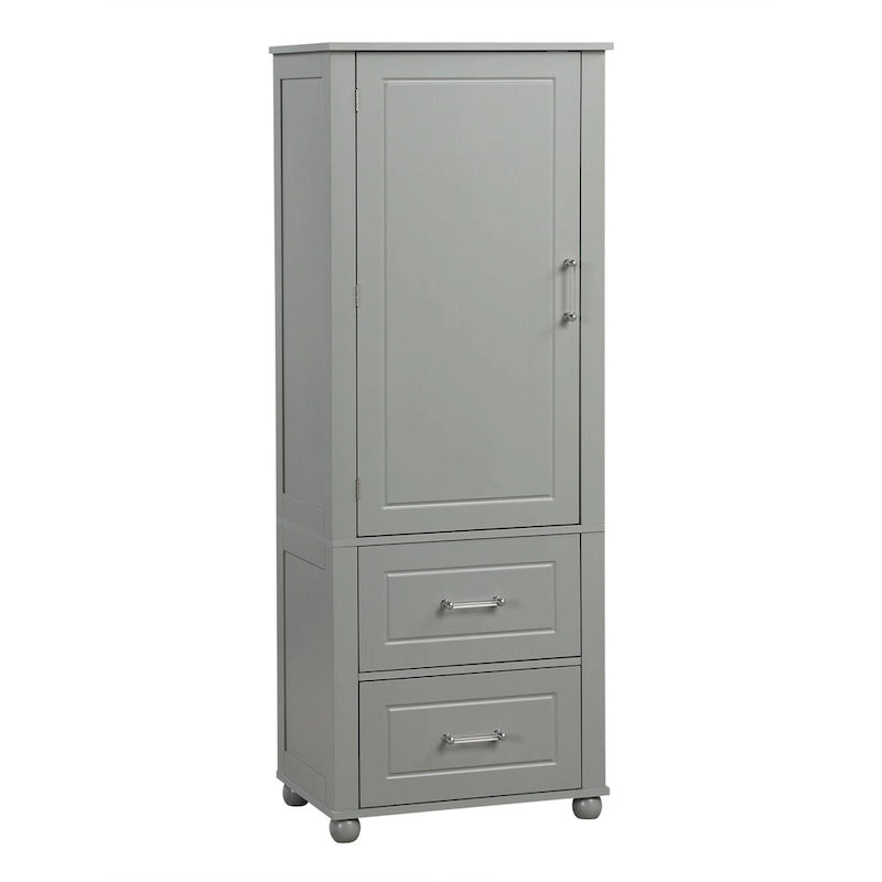 Tall Freestanding Bathroom Storage Cabinet with 2 Drawers & Adjustable Shelf
