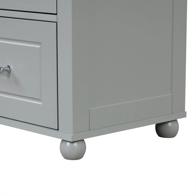 Tall Freestanding Bathroom Storage Cabinet with 2 Drawers & Adjustable Shelf