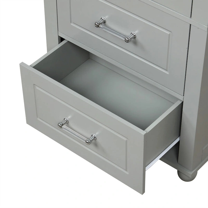 Tall Freestanding Bathroom Storage Cabinet with 2 Drawers & Adjustable Shelf