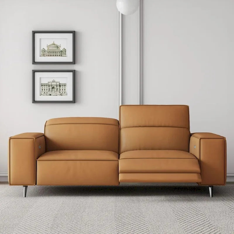 Power Recliner Sofa with Ergonomic Design & Faux Leather Upholstery