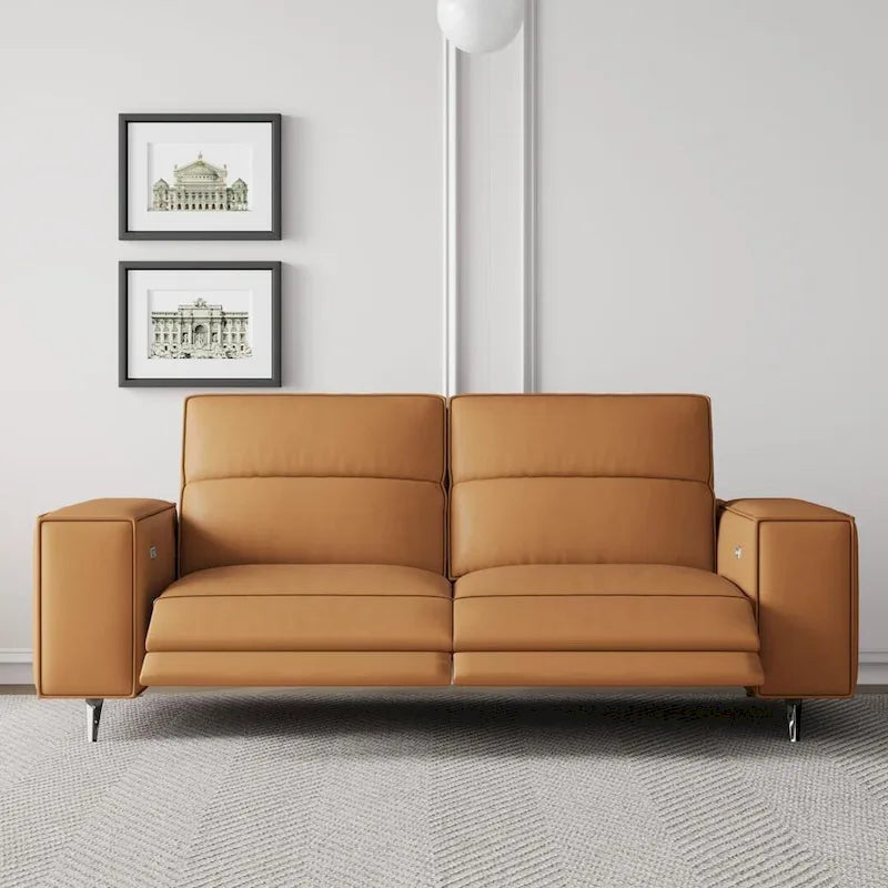 Power Recliner Sofa with Ergonomic Design & Faux Leather Upholstery