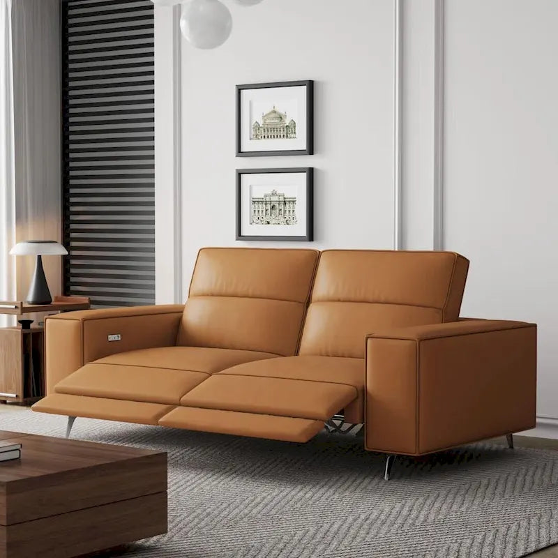 Power Recliner Sofa with Ergonomic Design & Faux Leather Upholstery