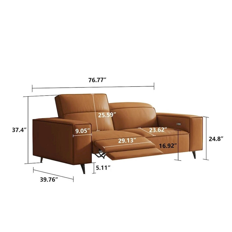 Power Recliner Sofa with Ergonomic Design & Faux Leather Upholstery
