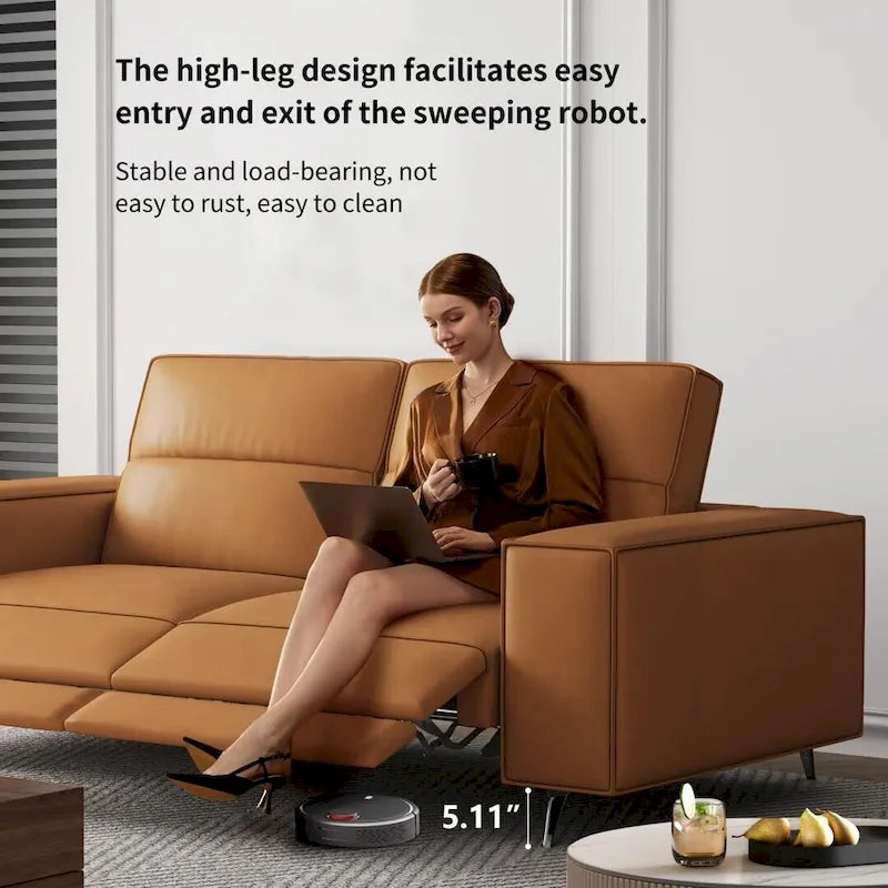 Power Recliner Sofa with Ergonomic Design & Faux Leather Upholstery