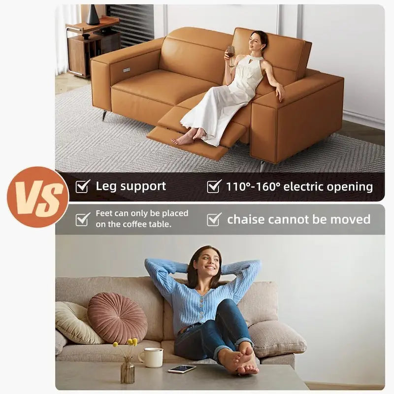 Power Recliner Sofa with Ergonomic Design & Faux Leather Upholstery