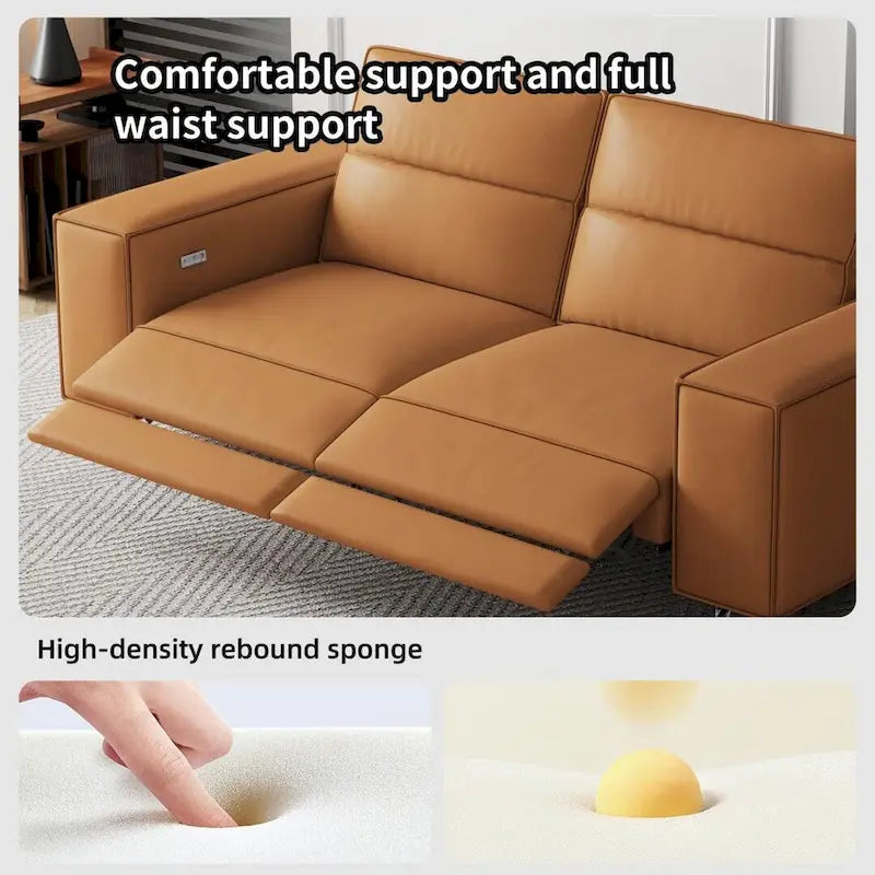 Power Recliner Sofa with Ergonomic Design & Faux Leather Upholstery