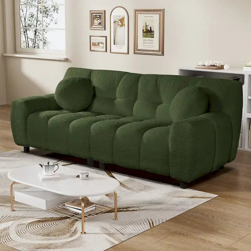 Boucle Cloud Sofa with Deep Seat & Tufted Cushions