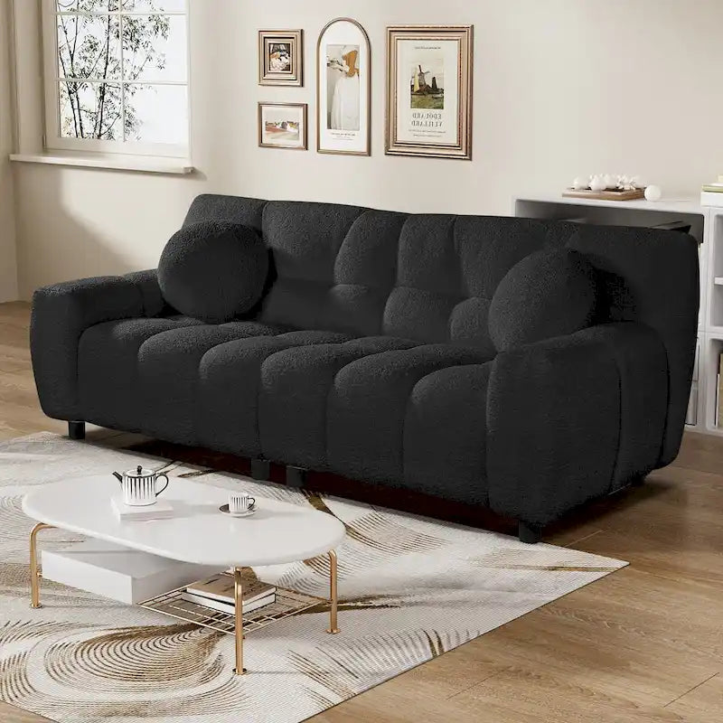 Boucle Cloud Sofa with Deep Seat & Tufted Cushions