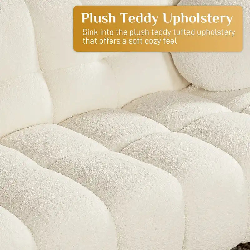 Boucle Cloud Sofa with Deep Seat & Tufted Cushions