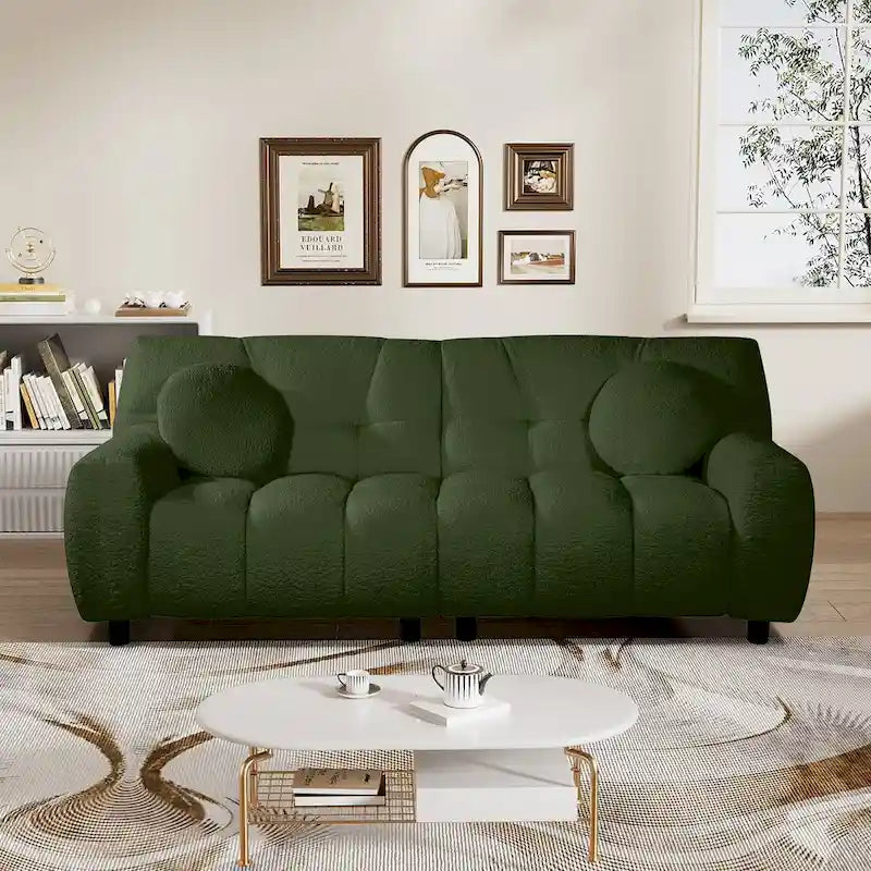 Boucle Cloud Sofa with Deep Seat & Tufted Cushions